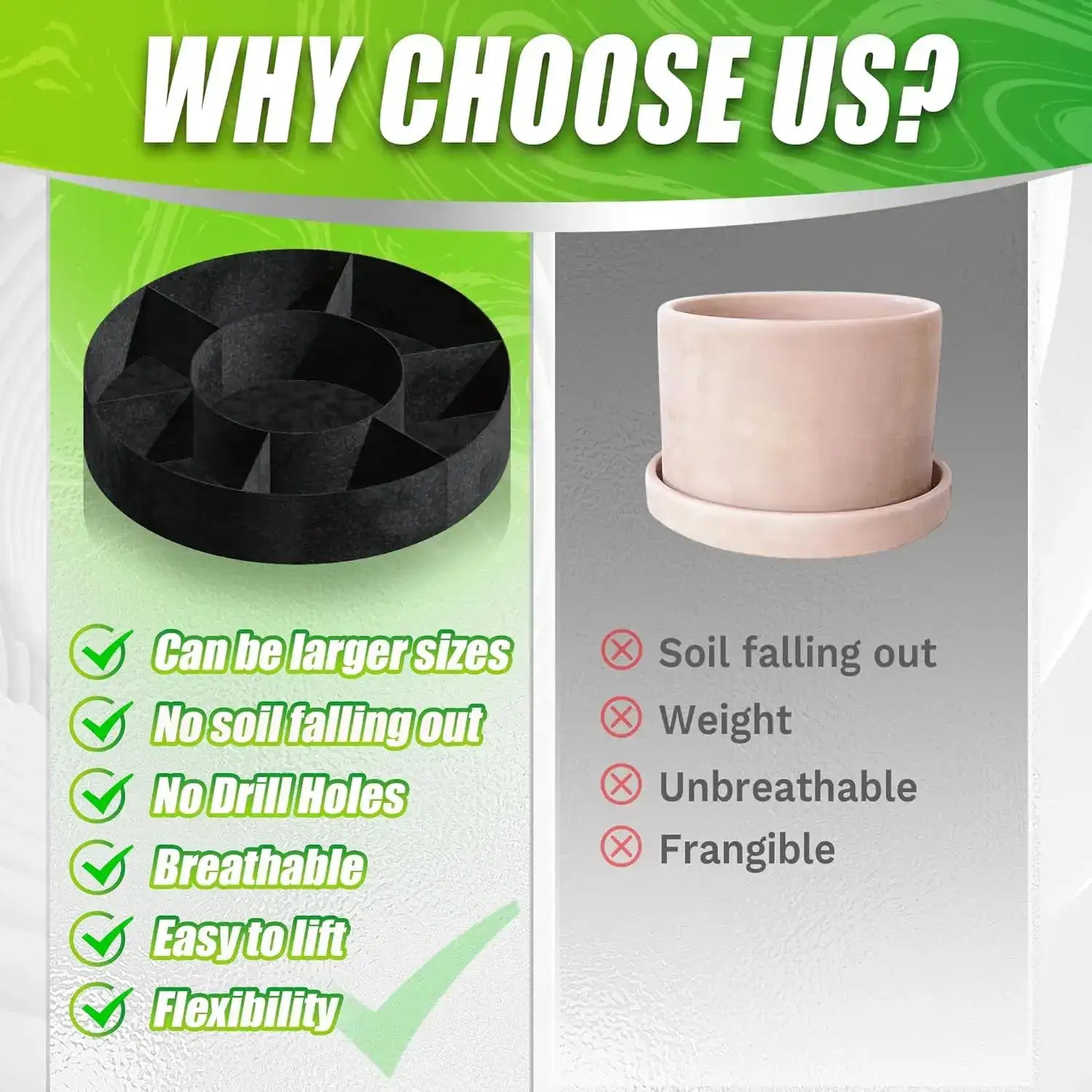 12-Pack 12 in Round Garden Grow Bags with Handles – 4-Grid Vegetable & Flower Planting Bed