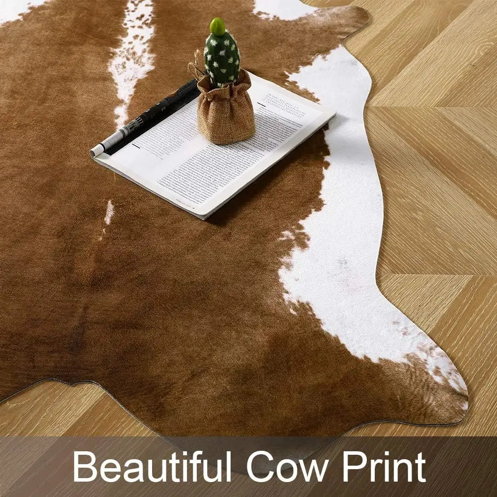 Faux Cowhide Area Rug – Large Soft Animal Print Carpet for Living Room & Bedroom Western Home Décor