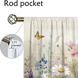 2-Panel Pastoral Floral Curtains – 3D Butterfly & Wildflower Pattern Drapes for Living Room, Bedroom & Balcony