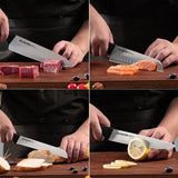 “High-Carbon German Stainless Steel Kitchen Knife Set with Built-in Sharpener”