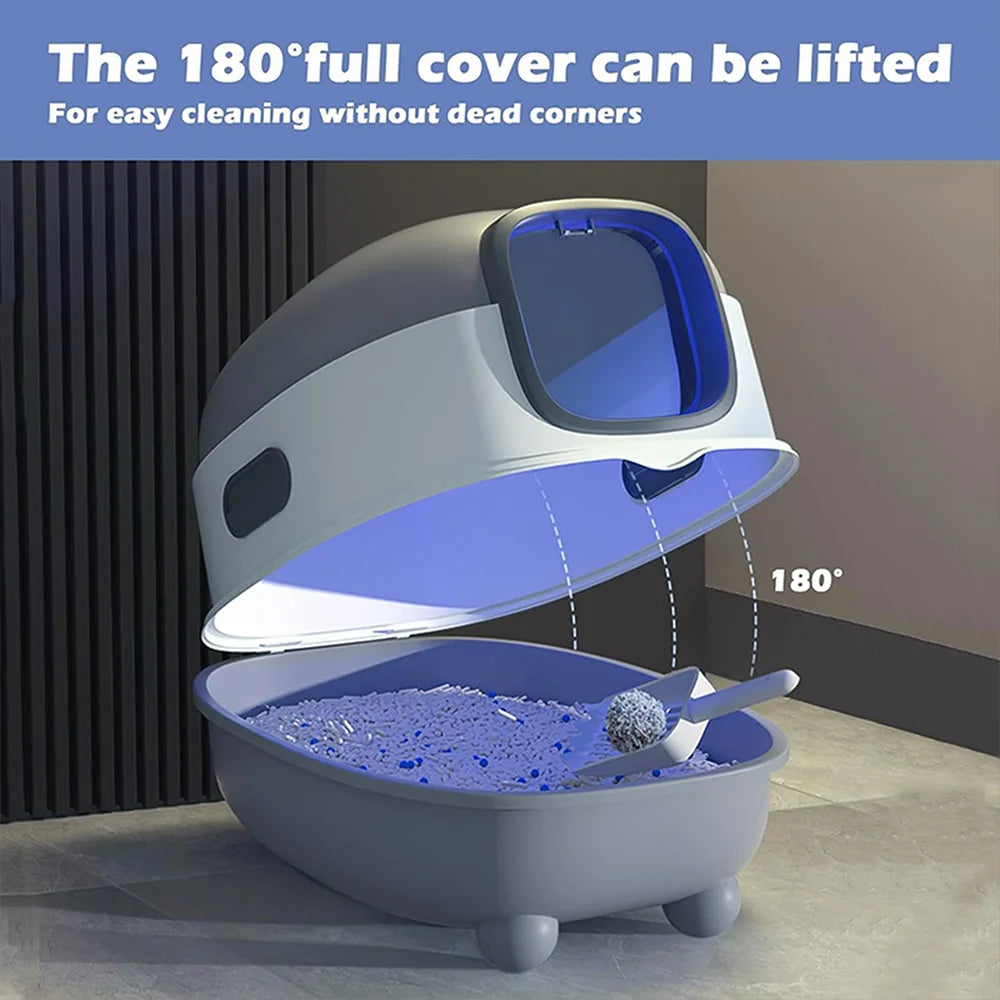 Closed Cat Litter Box – Splash-Proof, Odor Isolation & Foldable Design for Cats Under 15 lbs 🐱🚪