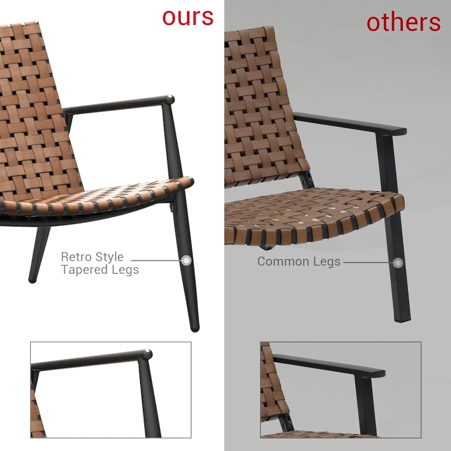 4-Piece Vintage Brown Wicker Outdoor Furniture Set – Leather-Look Patio Conversation Set with Loveseat, Chairs & Coffee Table