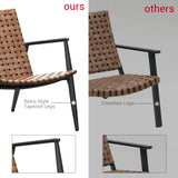 4-Piece Vintage Brown Wicker Outdoor Furniture Set – Leather-Look Patio Conversation Set with Loveseat, Chairs & Coffee Table