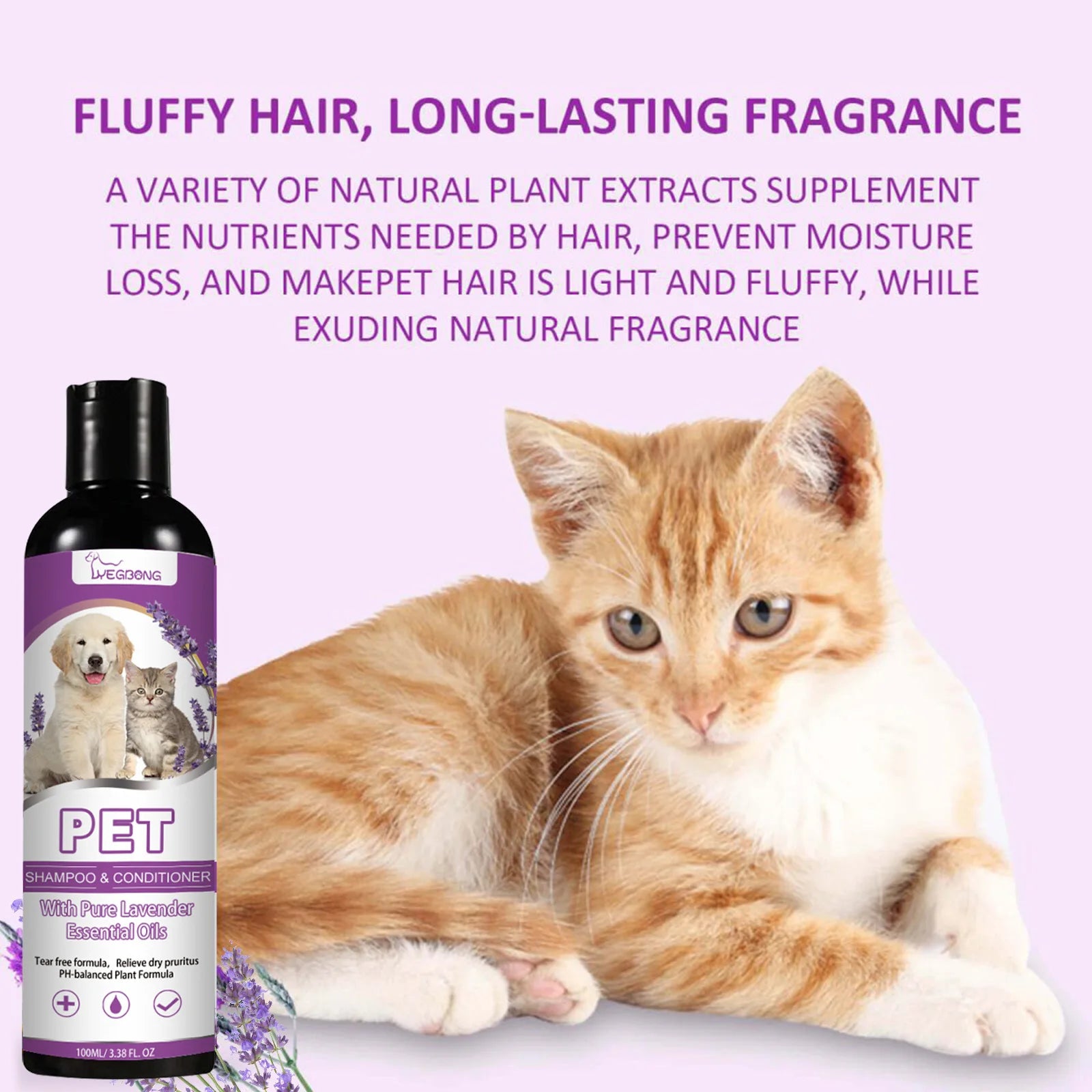 egbong 100ml Pet Shampoo & Conditioner – pH-Balanced Anti-Itch Formula for Dogs & Cats, Softens Hair & Relieves Dry Skin