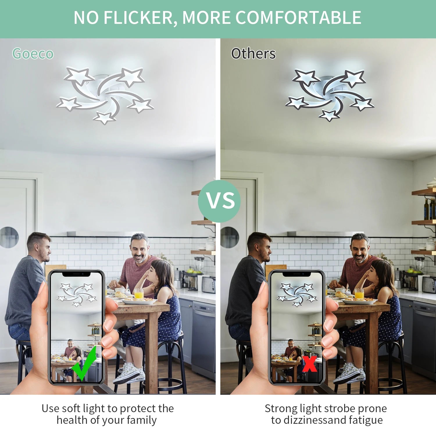 Dimmable LED Ceiling Lamp – 30W Modern Star-Shaped Light with 3 Color Modes (3000K–6500K) for Living Room ✨💡