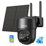 XEGA 4G LTE Solar PTZ Security Camera – 2K 3MP Wireless Surveillance with SIM Support, PIR AI Detection & 3-Color IR Night Vision