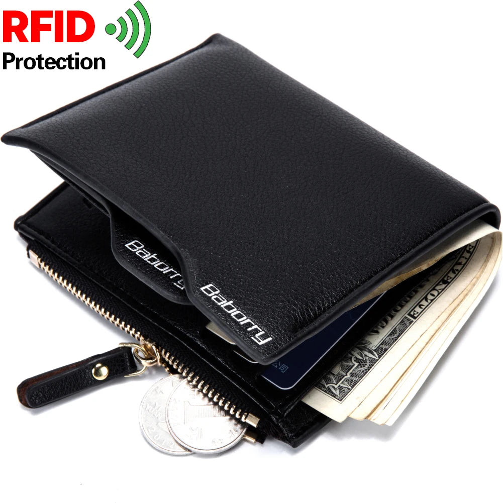 RFID Theft-Protect Coin Bag – Men’s Zipper Wallet & Money Purse with Anti-Theft Design