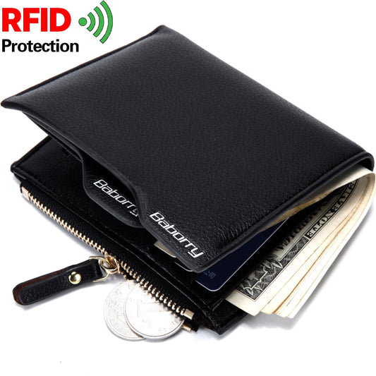 RFID Theft-Protect Coin Bag – Men’s Zipper Wallet & Money Purse with Anti-Theft Design