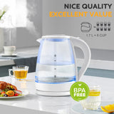 Cachoo 1.7 L Glass Electric Kettle – Borosilicate Fast-Boil Hot Water Boiler with LED Indicator
