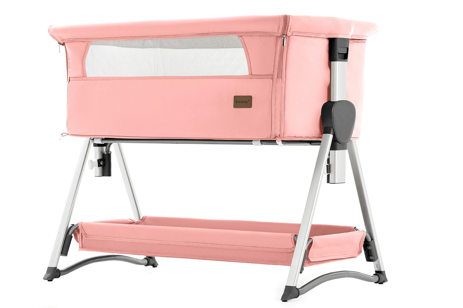Baby Storch Rocking Bedside Sleeper & Portable Fold‑Crib – Pink