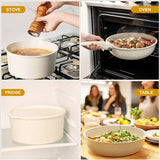 “21-Piece Non-Stick Ceramic Pots & Pans Cookware Set – AsterCook with Sensor Handles, Milky White Kitchen Collection”