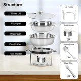 5.5 L Round Stainless Steel Buffet Food Warmer – Chafing Dish Catering Set for Events & Home Entertaining