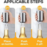 “Stainless Steel Automatic Beer Bottle Opener – Push Down Quick-Release Cap Remover, Portable Bar Tool”