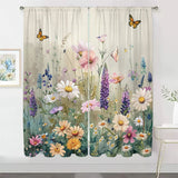 2-Panel Pastoral Floral Curtains – 3D Butterfly & Wildflower Pattern Drapes for Living Room, Bedroom & Balcony