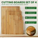 “4-Piece Extra Large Bamboo Cutting Board Set – Heavy Duty Kitchen Boards with Juice Groove & Inner Handles”