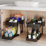 2-Tier Sliding Under-Sink Cabinet Organizer – Pull-Out Storage Rack for Kitchen & Bathroom