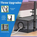 Under-Desk Cable Management Tray – Clamp-Mount Wire Organizer Box for Desk Cord Control