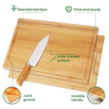 “4-Piece Extra Large Bamboo Cutting Board Set – Heavy Duty Kitchen Boards with Juice Groove & Inner Handles”