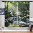 2Pcs Mountain Stream Curtains – 3D Sunlight Forest Pattern, Living Room & Bedroom Nature Decor