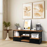55″ TV Stand with Fabric Drawers – Black Finish Entertainment Console