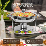 5.5 L Round Stainless Steel Buffet Food Warmer – Chafing Dish Catering Set for Events & Home Entertaining