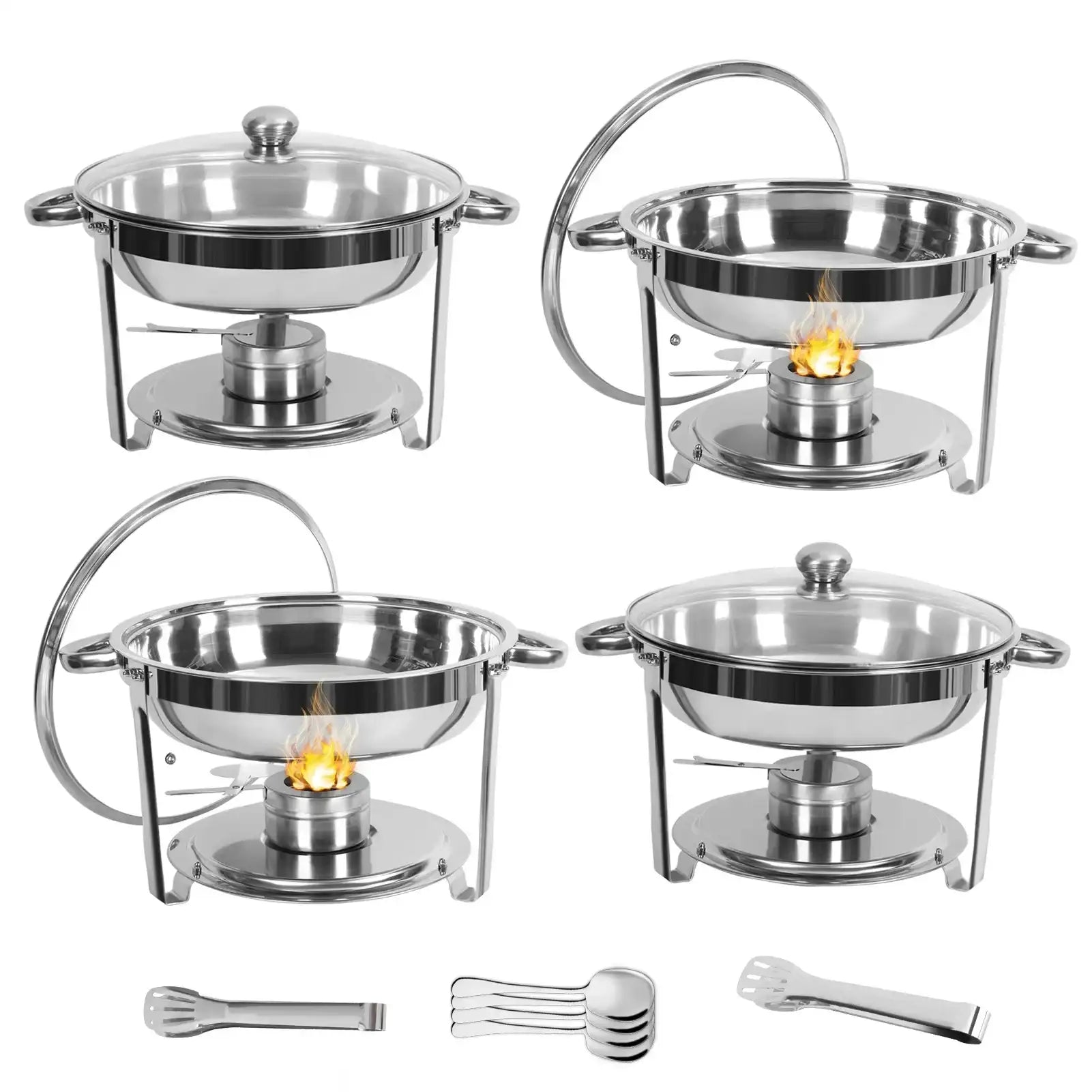 5.5 L Round Stainless Steel Buffet Food Warmer – Chafing Dish Catering Set for Events & Home Entertaining