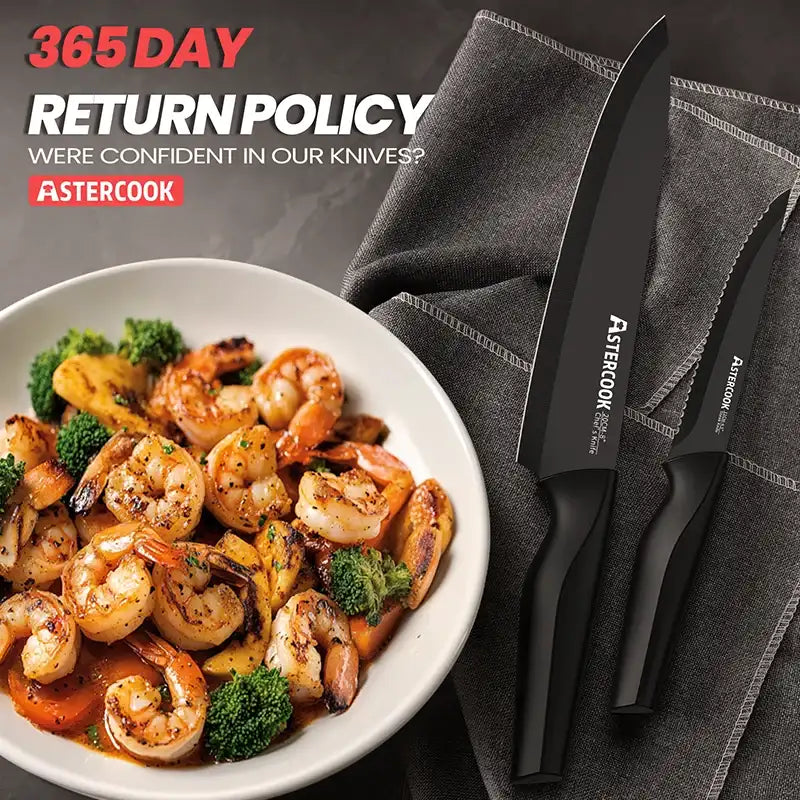 15-Piece German Stainless Steel Kitchen Knife Set with Block & Built-in Sharpener – Dishwasher Safe