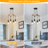 Industrial Modern Vintage Hanging Lamp – Wooden Pendant Style with Adjustable E27 Iron Rope Swag Lighting