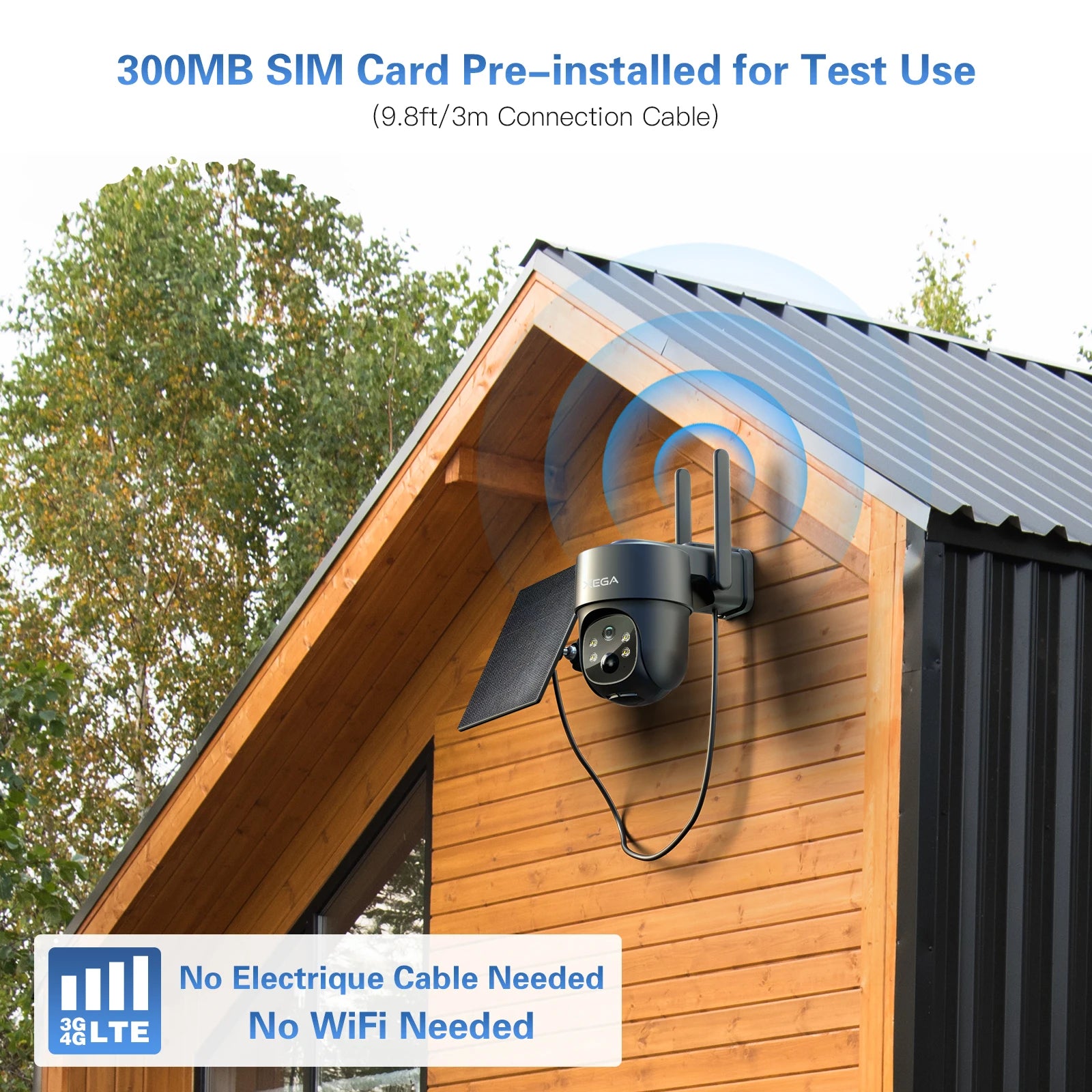 XEGA 4G LTE Solar PTZ Security Camera – 2K 3MP Wireless Surveillance with SIM Support, PIR AI Detection & 3-Color IR Night Vision