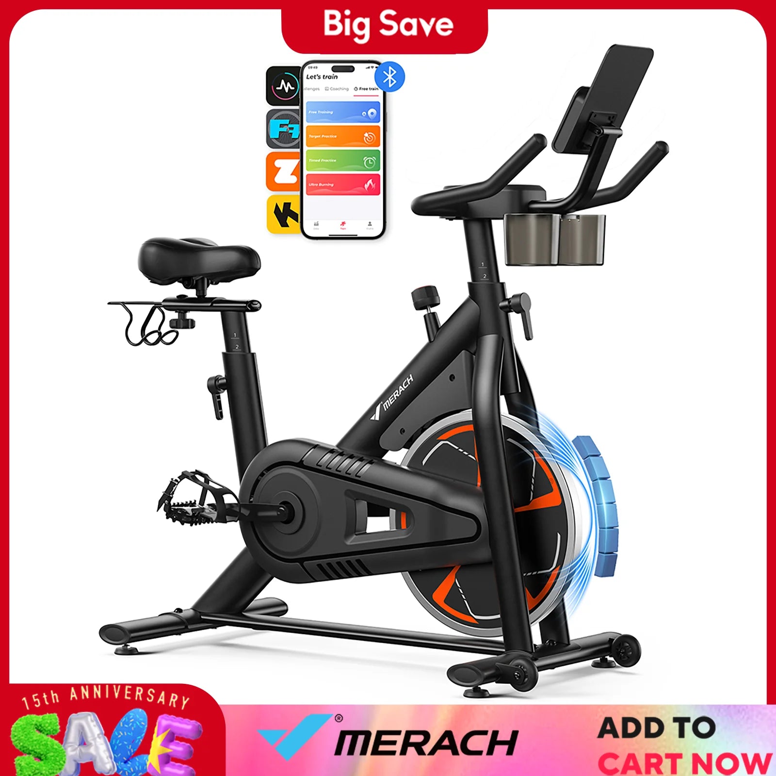 MERACH S36 Magnetic Exercise Bike — Smart Indoor Cycling with App Integration (330 lbs Capacity)