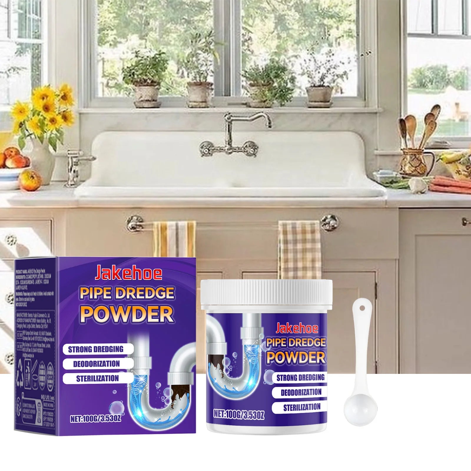 Pipeline Cleaning Powder – 100 g Heavy-Duty Drain Unclog & Deodorant for Kitchen & Bathroom