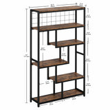 Industrial 6‑Shelf Etagere Bookcase – Geometric Open Display with Sturdy Metal Frame