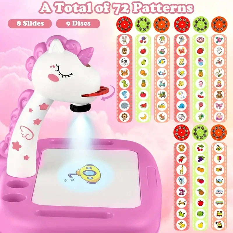 Unicorn Projection Drawing Board – Kids Art & Puzzle Toy with Music & Tracing for Ages 3+