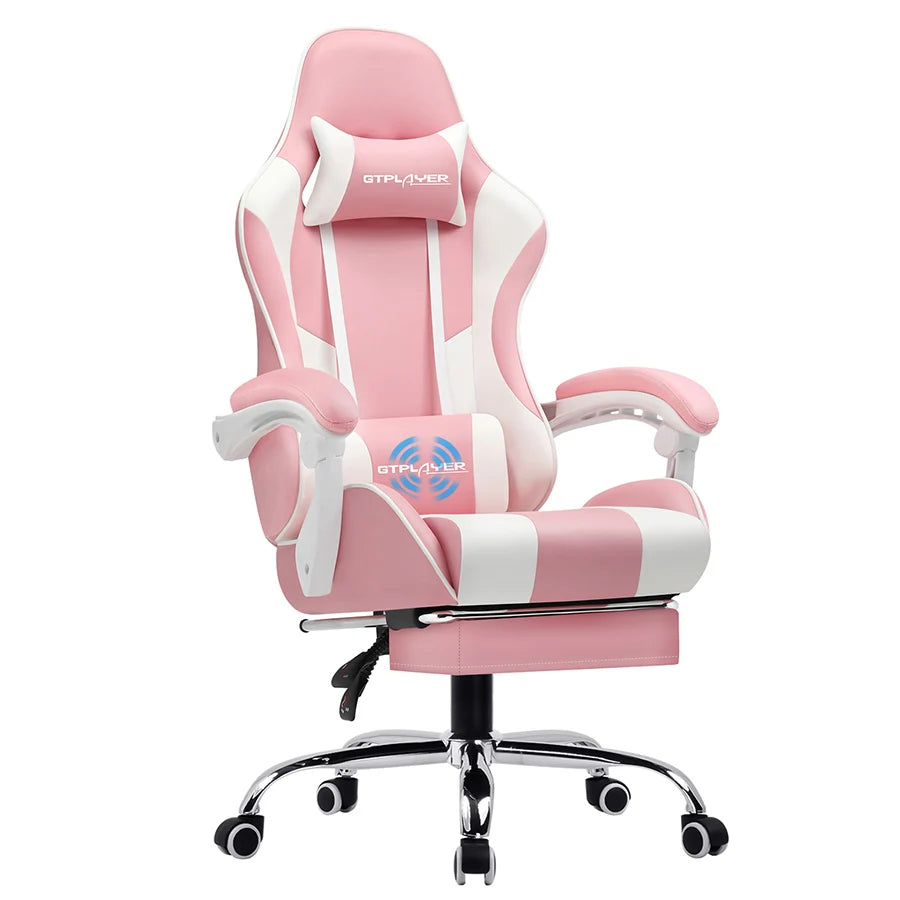 GTPLAYER Gaming Chair with Footrest – Ergonomic Office & Gaming Chair with Lumbar Support, Adjustable Height, Headrest & 360° Swivel