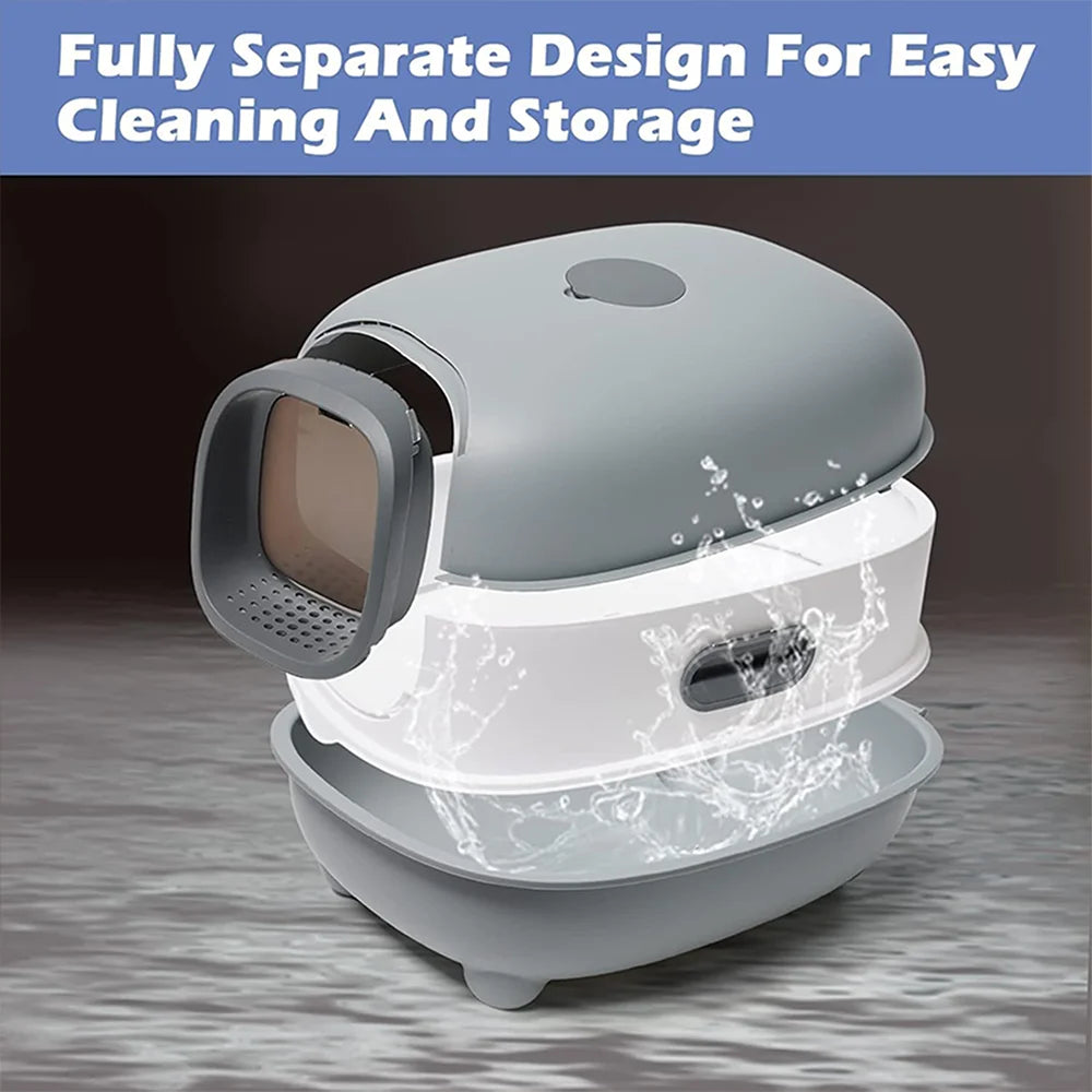 Closed Cat Litter Box – Splash-Proof, Odor Isolation & Foldable Design for Cats Under 15 lbs 🐱🚪