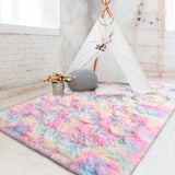Soft Fluffy Rainbow Rug – Colorful Shaggy Carpet for Girls’ Bedroom, Nursery & Playroom Décor