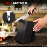 “High-Carbon German Stainless Steel Kitchen Knife Set with Built-in Sharpener”