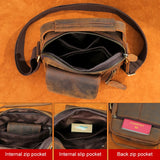 WESTAL Crazy Horse Leather Men’s Shoulder Bag – Vintage Crossbody Messenger Bag with USB Charging Port