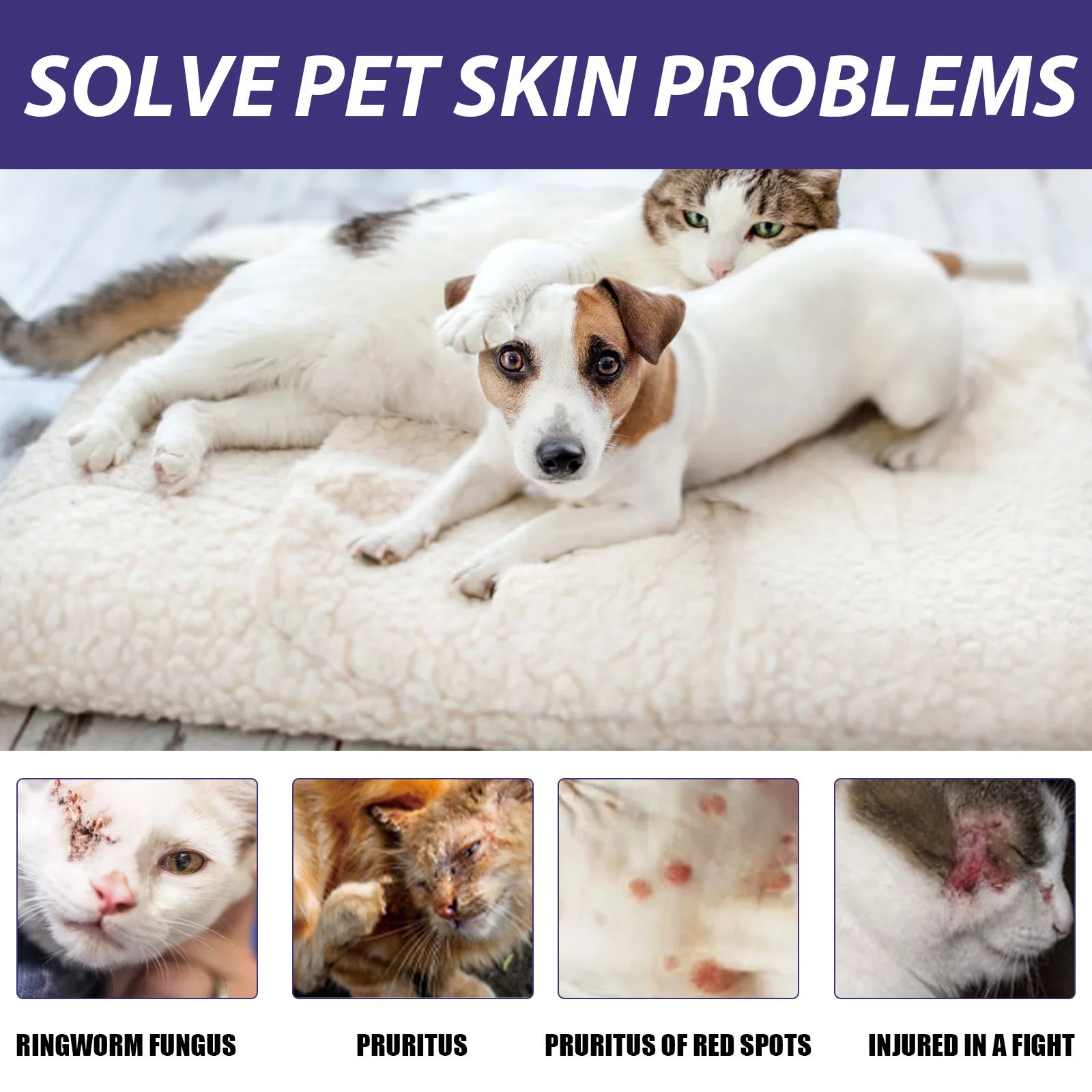 Yegbong Pet Wound Care Spray – 60ml Healing Spray for Cats & Dogs, Anti-Itch, Skin Repair & Odor Removal Treatment
