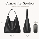 Oversized Vegan Leather Hobo Bag for Women – Spacious Black Shoulder Tote for Work & Everyday Carry