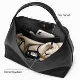 Oversized Vegan Leather Hobo Bag for Women – Spacious Black Shoulder Tote for Work & Everyday Carry
