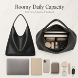 Oversized Vegan Leather Hobo Bag for Women – Spacious Black Shoulder Tote for Work & Everyday Carry