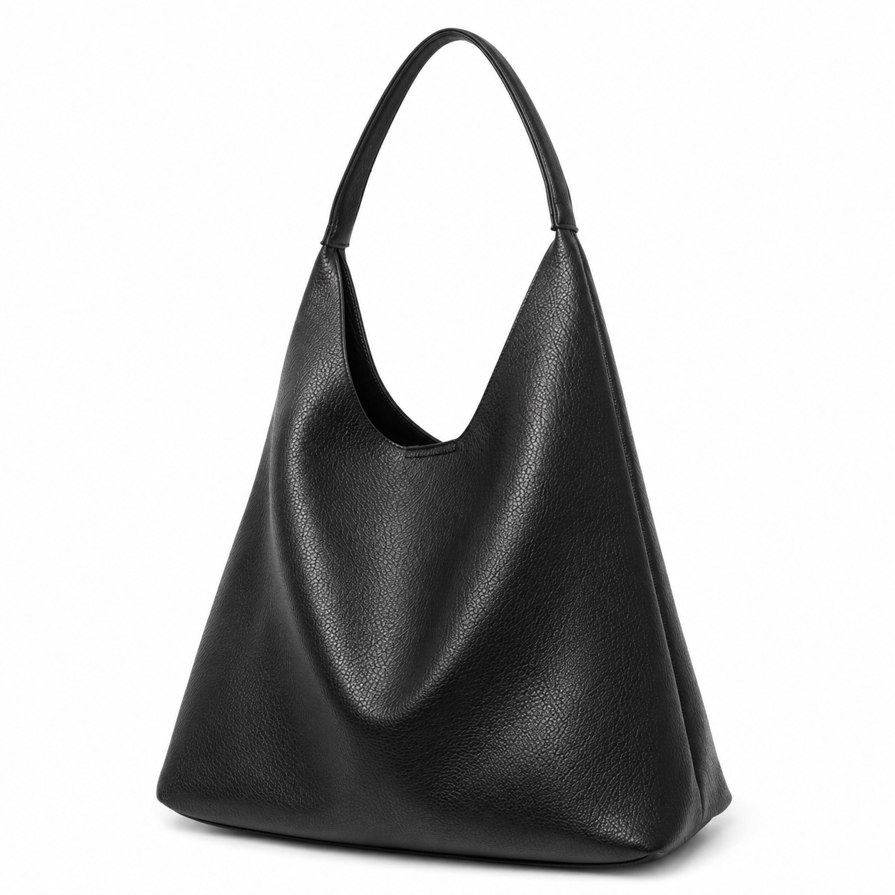 Oversized Vegan Leather Hobo Bag for Women – Spacious Black Shoulder Tote for Work & Everyday Carry