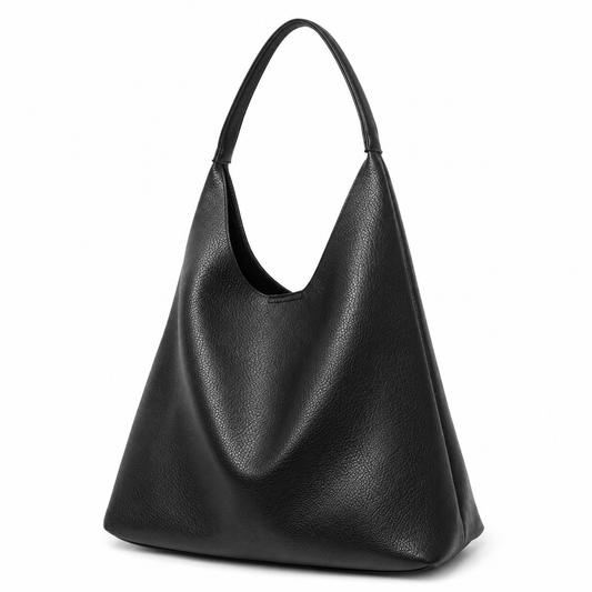 Oversized Vegan Leather Hobo Bag for Women – Spacious Black Shoulder Tote for Work & Everyday Carry