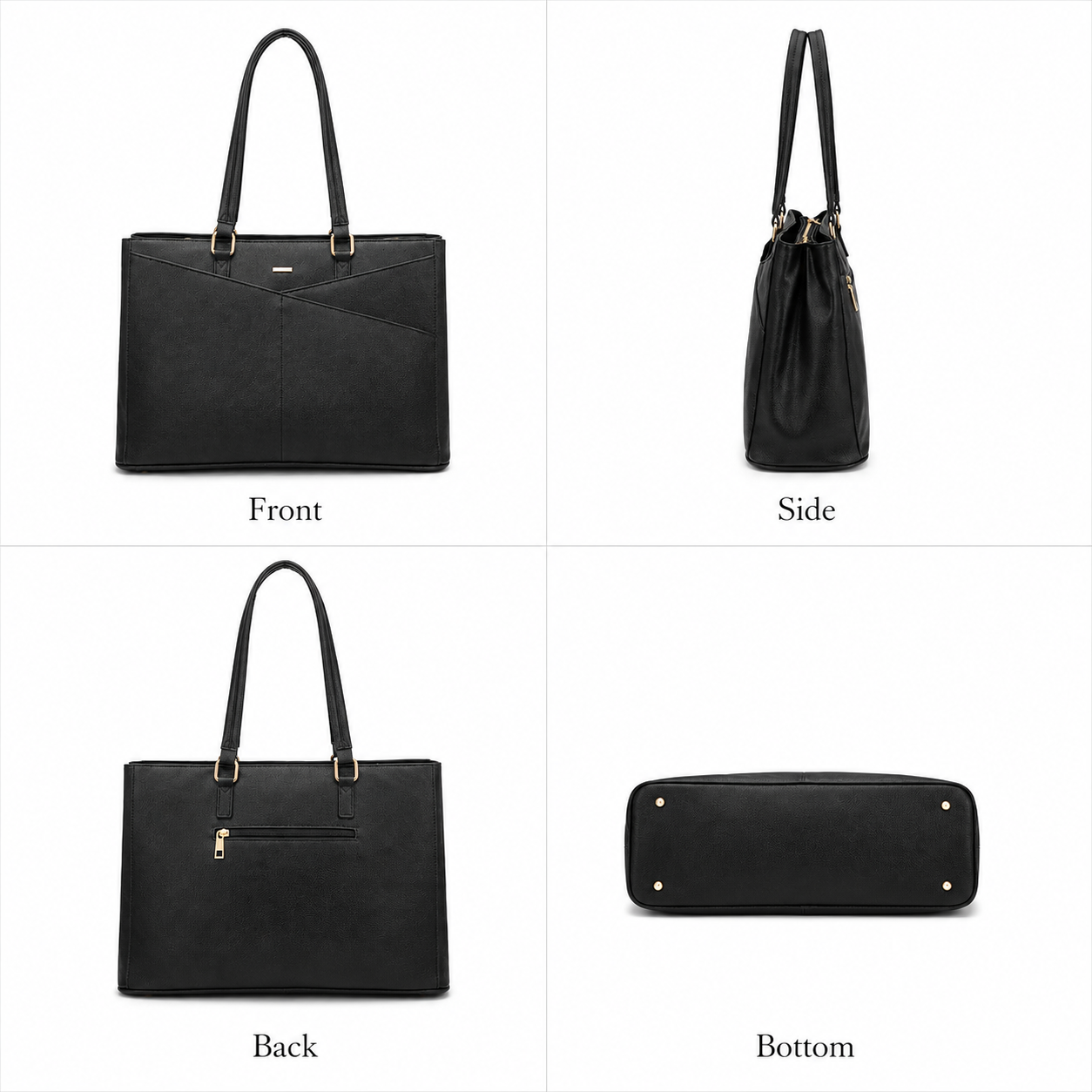 Women’s Waterproof Vegan Leather Laptop Tote Bag – 15.6-Inch Office & Business Work Handbag