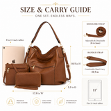 Premium 3-Piece Brown Hobo Bag Set for Women – Shoulder Handbag, Crossbody Purse & RFID Wallet