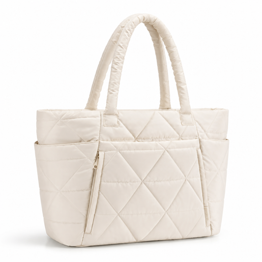 20L Quilted Puffy Tote Bag with 15.6-Inch Laptop Compartment
