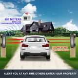 HTZSAFE Solar Beam Driveway Alarm System – Wireless 800m Range & 100m Sensor Detection for DIY Home Security