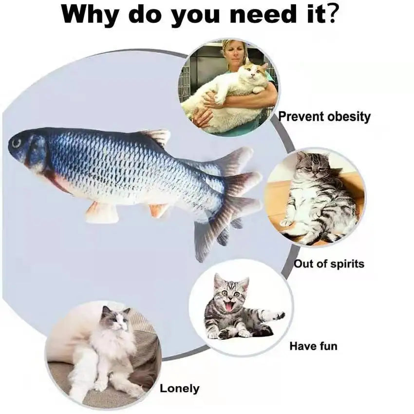 USB Rechargeable Floppy Fish Cat Toy – Interactive Electric Chew & Bite Toy for Cats, Realistic Motion Play Pet Supplies