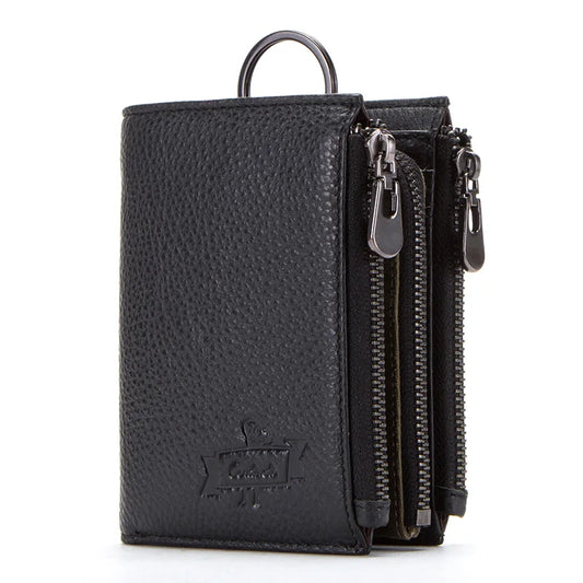 Men’s Genuine Leather RFID Wallet – Large Capacity Zipper Clutch with Coin Pocket & Card Holder
